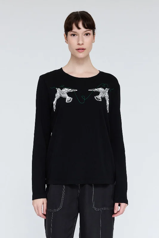 Black Tilda Tee Zippered Front Buttoned Front Snap Front