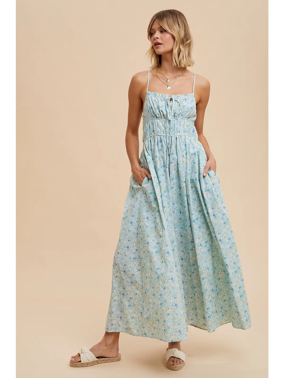 Blue Iris Maxi Dress Fashionable High-Waist Maxi Dress