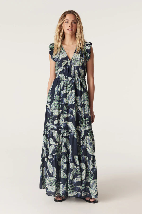 Cable - Havana Maxi Dress - Navy Floral Trendy Maxi Dress with Lace