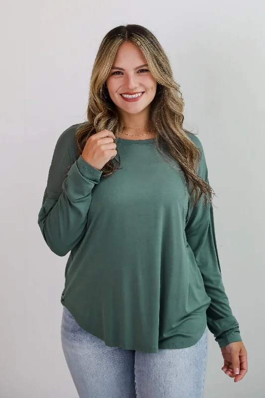Callie Everyday Long Sleeve Tee - DU DEAL Houndstooth Herringbone Solid