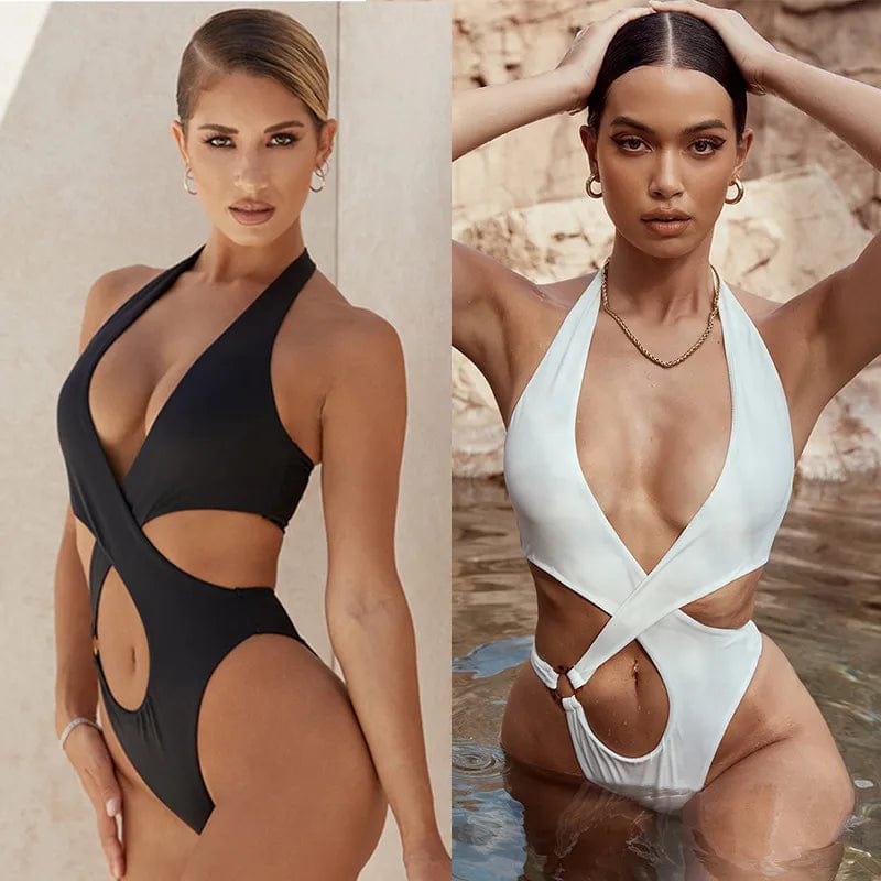 Chic and Comfortable: One-Piece Brazilian Micro Bikini Set for Women, Ideal for a Stylish Swim at the Beach or Pool in White or Black Classic Sporty Swimsuit