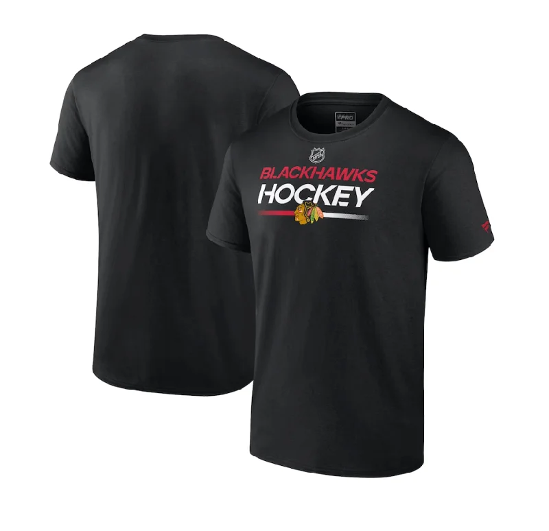 Chicago Blackhawks Fanatics Branded Authentic Pro Primary T-Shirt - Black Houndstooth Herringbone Solid