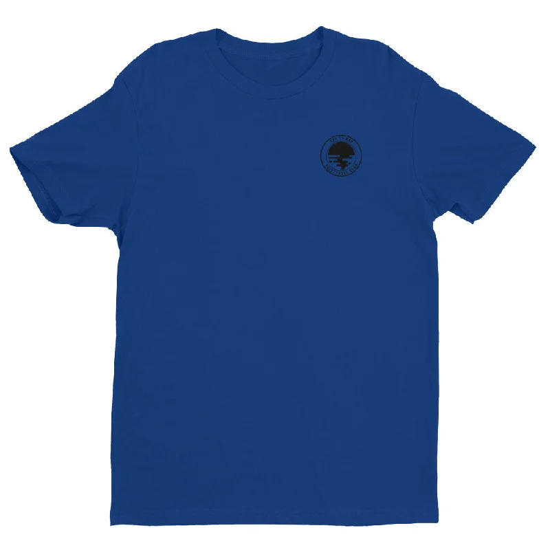Circle Navy Short Sleeve T-shirt Collared Crew Neck Turtle Neck