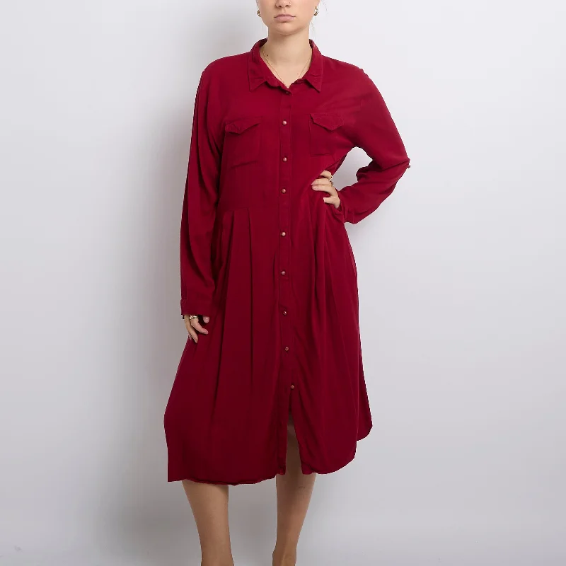 Cotton Shirt Maxi Dress - UK 14 Elegant Maxi Dress with Lace