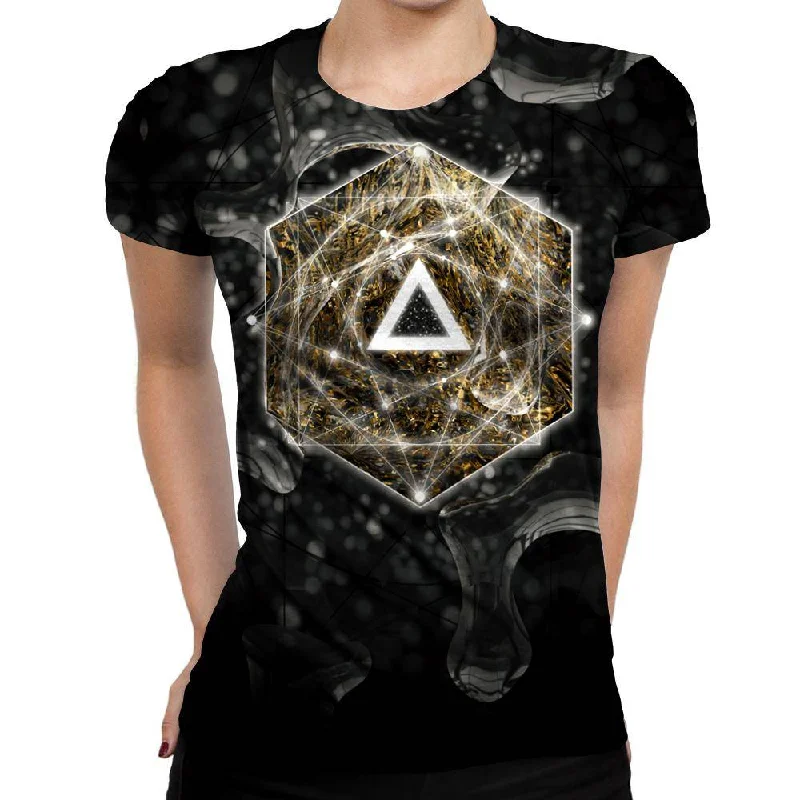 Dark Geometry Womens T-Shirt Welt Pockets Slit Pockets