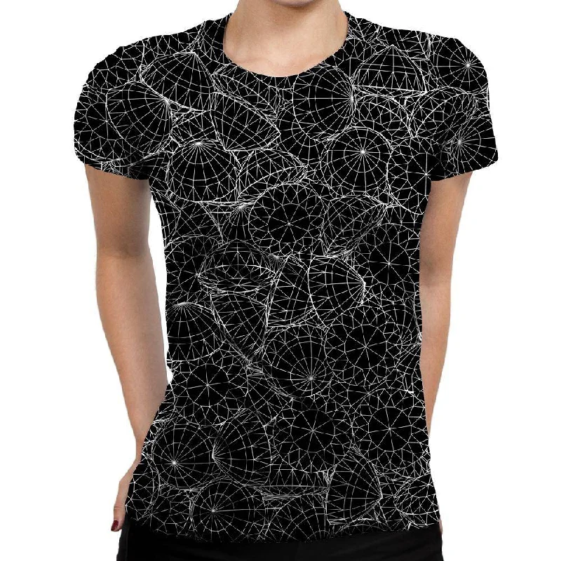 Diamonds Are Forever Womens T-Shirt Mesh Blend Leather Blend Suede Blend