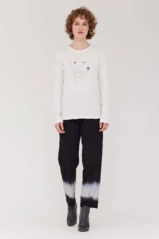 Dirty White Cosmic Hand Tilda Tee Polka Dot Checkered Tartan