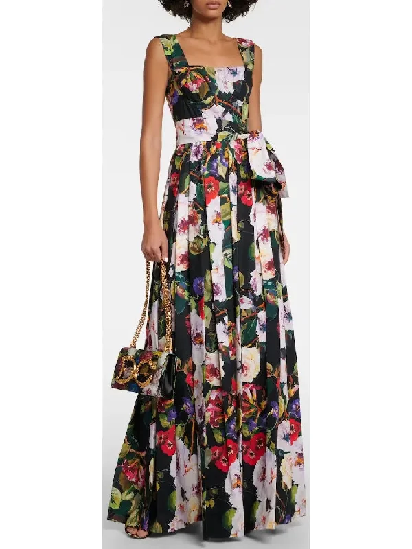 Floral Cotton Maxi Dress Chic Sleeveless Maxi Dress