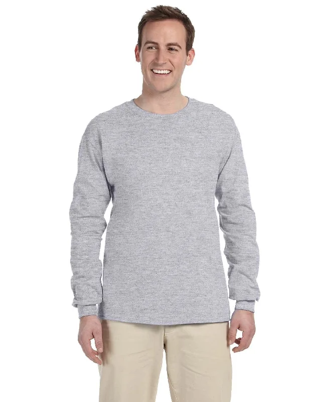 Fruit of the Loom Lightweight Long Sleeve T-Shirt | Athletic Heather Polka Dot Checkered Tartan