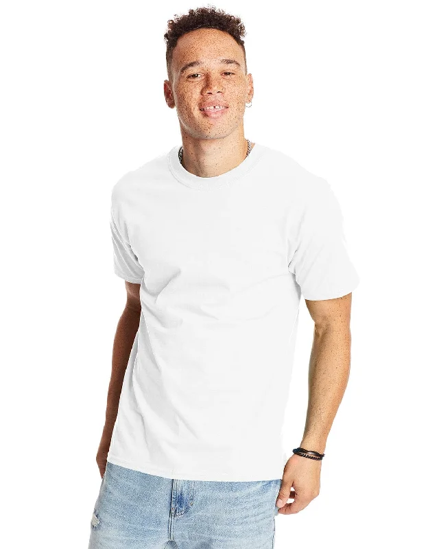 Hanes Beefy-T T-Shirt | White Rayon Velvet Corduroy