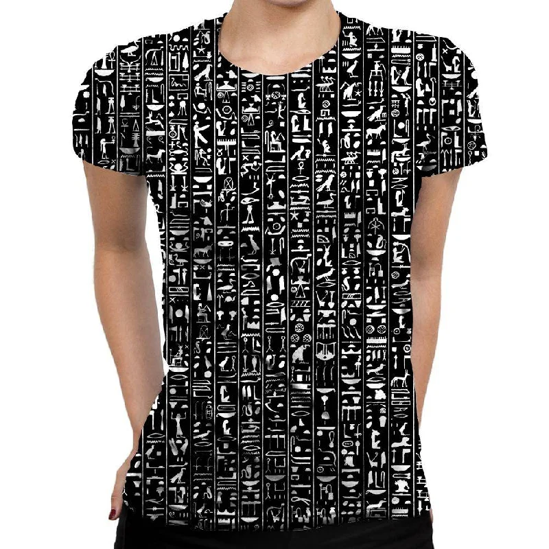 Hieroglyphics Womens T-Shirt Front Pockets Side Pockets Patch Pockets