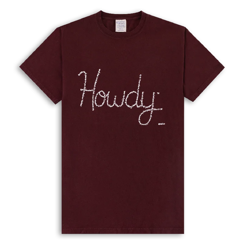 Howdy Scripture T-Shirt Welt Pockets Slit Pockets