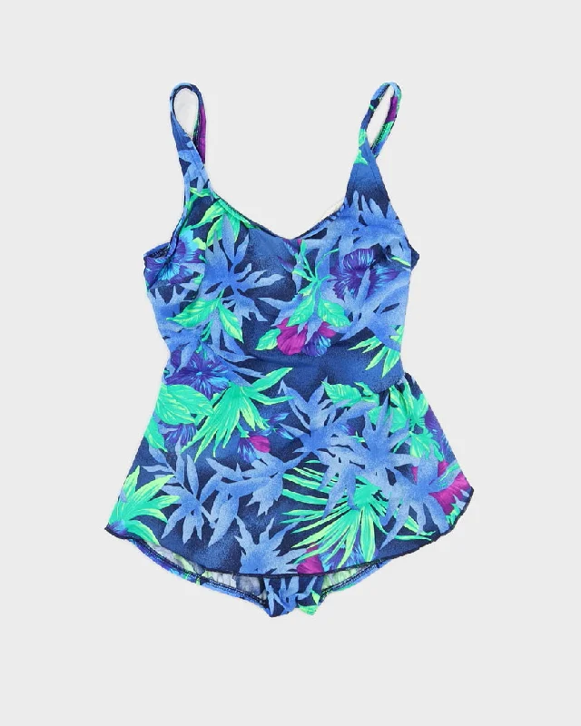 Jantzen 90s Tropical Print Swimsuit - M Button-Front Swimsuit