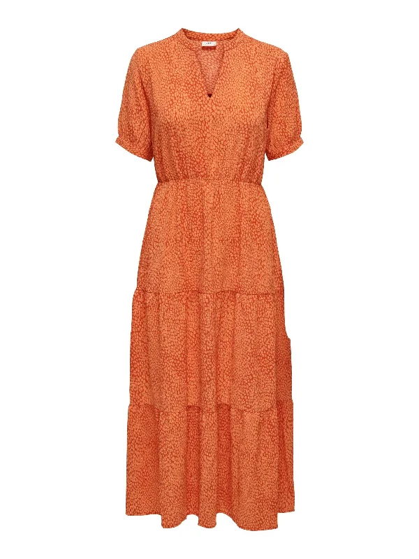 JDY Piper Short Sleeve V-neck Maxi Dress Trendy Ruffled Maxi Dress