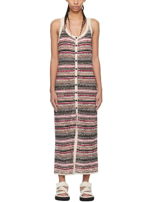 Knit Multicolor Sleeveless Maxi Dress Stylish A-Line Maxi Dress