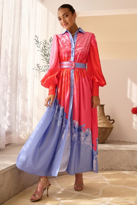 Lojain Maxi Dress - Sunset - FINAL SALE Comfortable Long-Sleeve Maxi Dress