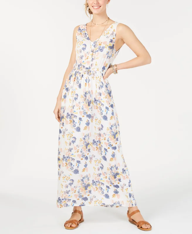 Lucky Brand Floral Tie Waist V Neck Maxi Dress Elegant Wraparound Maxi Dress