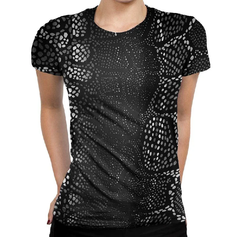 Many Dots Black Womens T-Shirt Knit Fabric Woven Fabric Fleece Fabric