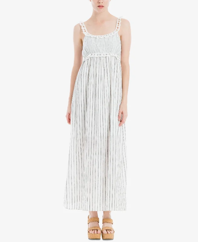 Max Studio London Striped Ruffled Maxi Dress Fashionable Layered Maxi Dress