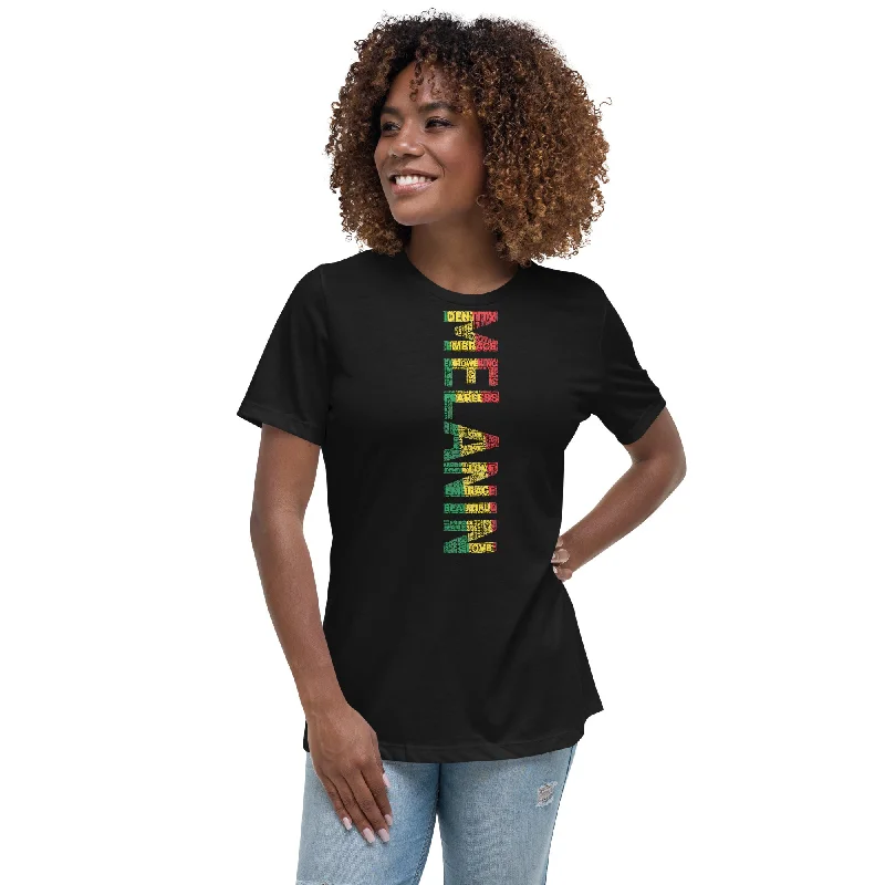 MELANIN (VERTICAL) Women's short sleeve t-shirt Front Pockets Side Pockets Patch Pockets