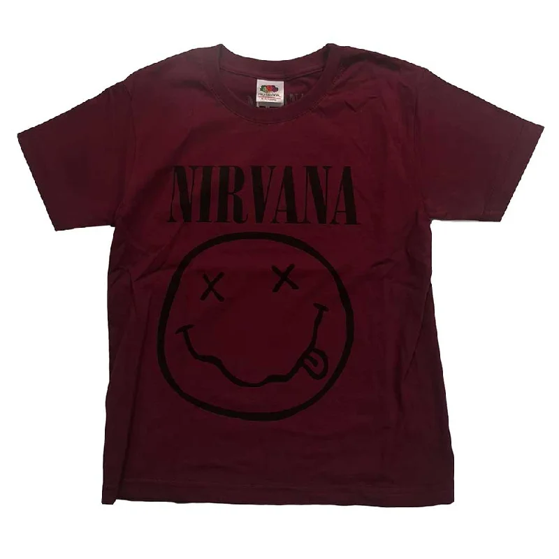 Nirvana Kids T-Shirt: Grey Happy Face Fashionable Trendy Casual