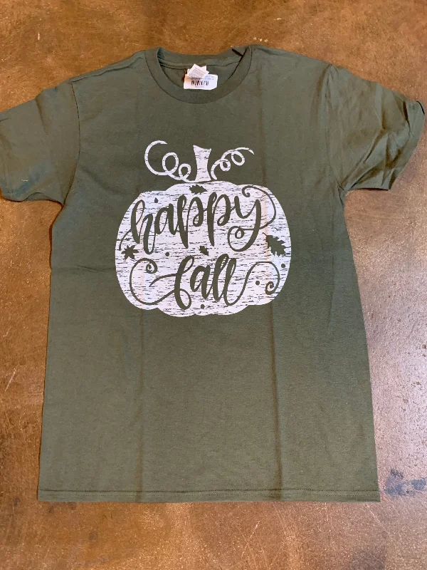 Olive Happy Fall Pumpkin T-Shirt Real Fur Shearling Chenille