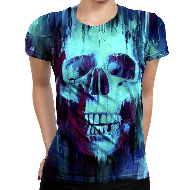 Painted Skull Womens T-Shirt Elegant Classic Vintage