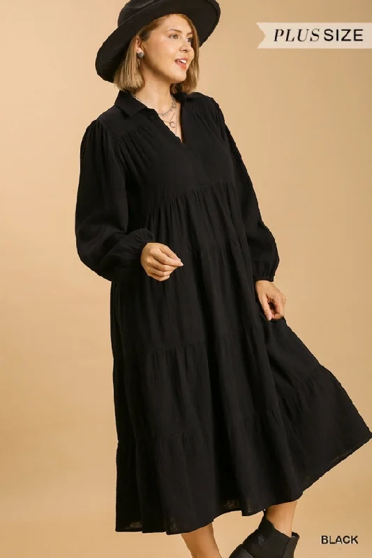 [Plus] Ellie Maxi Dress-Black Comfortable Fitted Maxi Dress