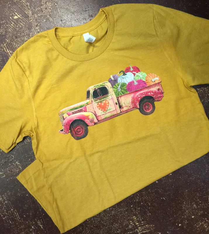 Pumpkin Truck T-Shirt Zippered Front Buttoned Front Snap Front