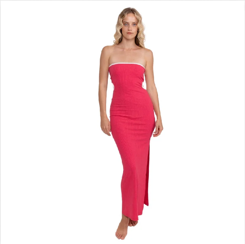 Rusty Amara Reversible Maxi Dress - Magenta Comfortable Maxi Dress with Sleeves