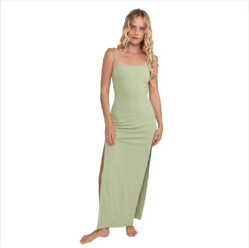 Rusty Vicky Slip Maxi Dress - Fresh Mint Elegant Lace-Up Maxi Dress