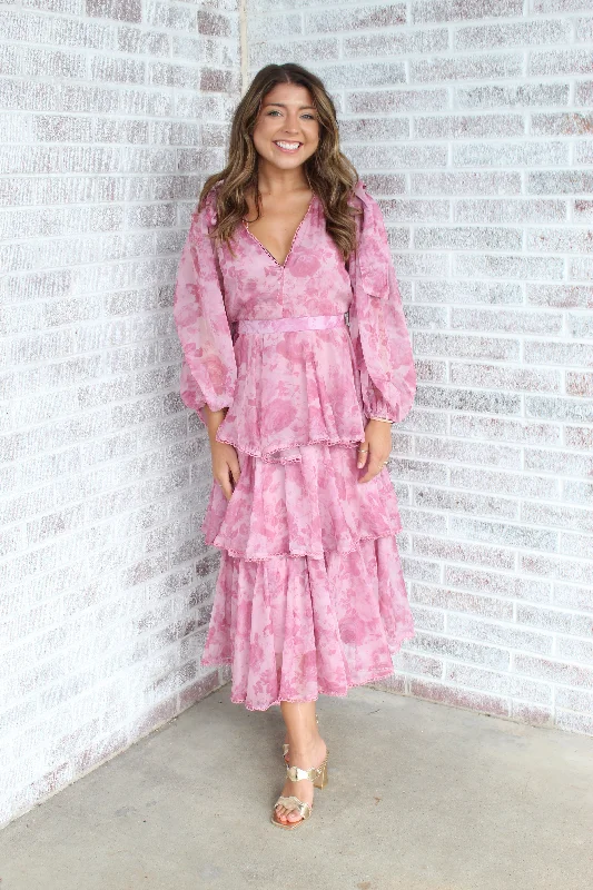 She Is Beauty She Is Grace Crinkled Organza Print Maxi Dress Trendy Off-Shoulder Ruffle Maxi Dress