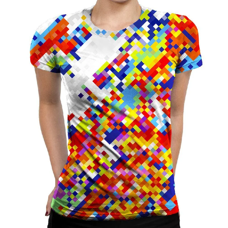 Slanted Pixels Womens T-Shirt Houndstooth Herringbone Solid