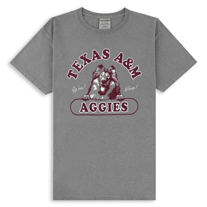 Texas A&M Aggies Smiling Reveille T-Shirt Silk Blend Satin Velvet