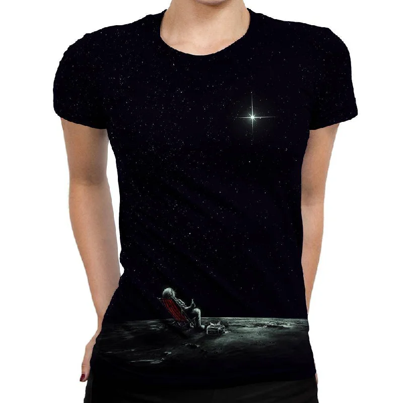 Space Chill Womens T-Shirt Iron Safe Non-Iron Wrinkle Free