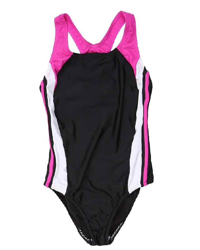 Speedo Black Pink & White swimsuit - M Adjustable Swim Top