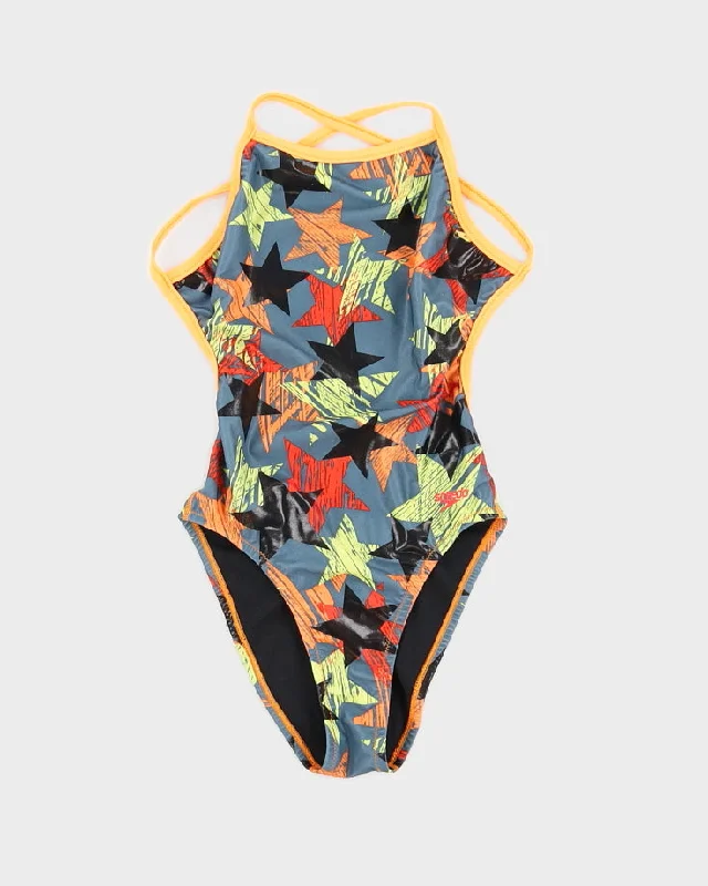 Star Print Speedo Swimsuit - XS V-Neck Swim Dress