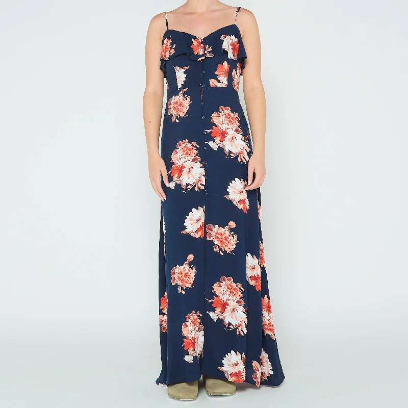 Strappy Floral Maxi Dress - UK 8 Elegant Sleeveless Maxi Dress