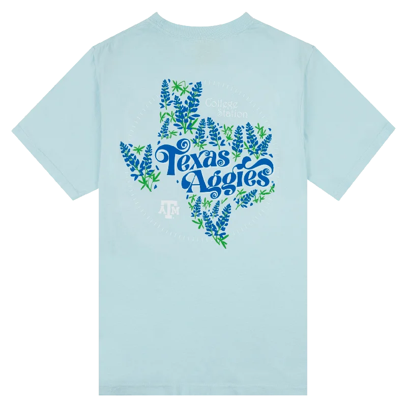 Texas Aggies Bluebonnets T-Shirt Print Jacquard Patchwork