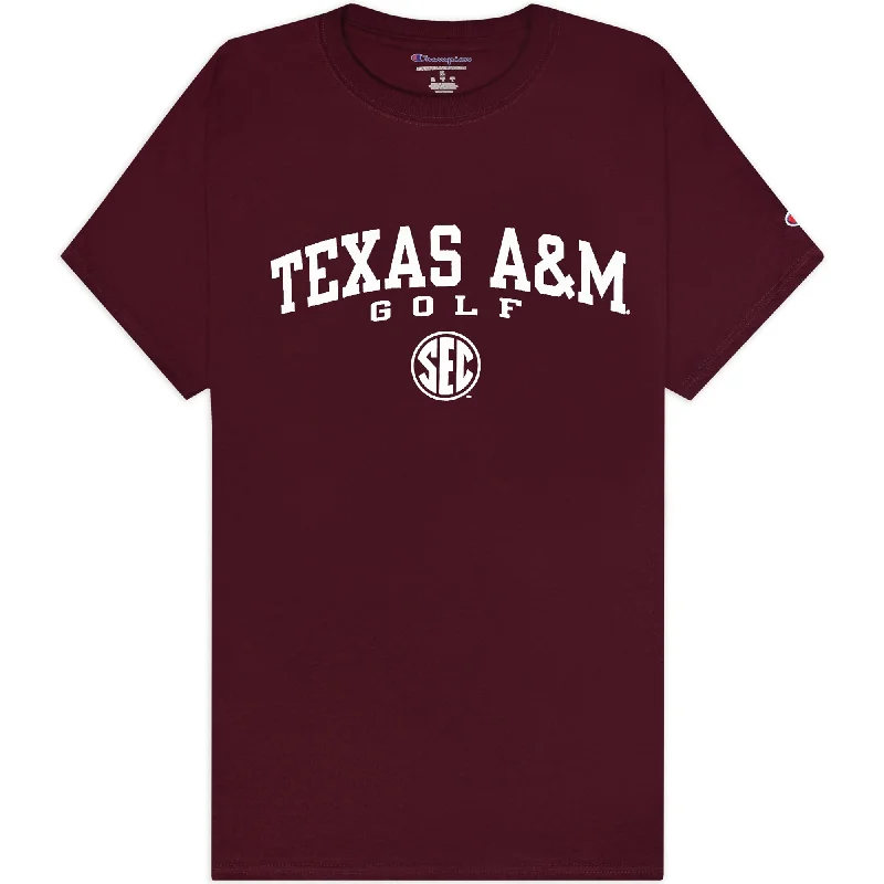 Texas A&M Champion Golf SEC T-Shirt Satin Fabric Silk Fabric Chiffon Fabric