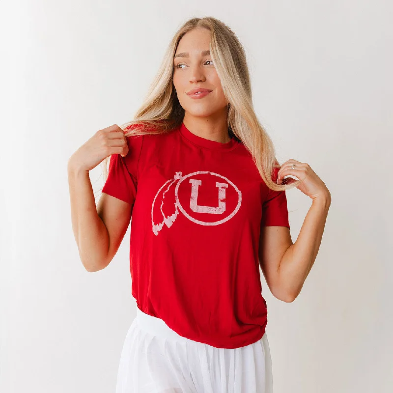 Utah Boyfriend Tee, Crimson Feather Mesh Fabric Canvas Fabric Denim Fabric