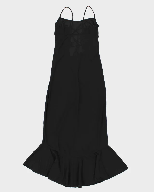 Vintage 80s/90s Black See-Through Maxi Dress - XL Stylish Longline Maxi Dress