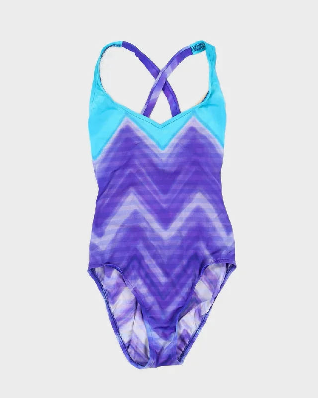 Vintage Purple and Blue Swimsuit - M Classic Two-Piece Bikini