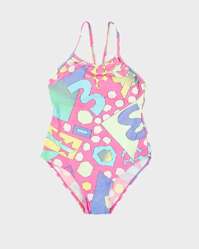 Y2K Geometric Pattern Swimsuit - S Two-Piece Beachwear