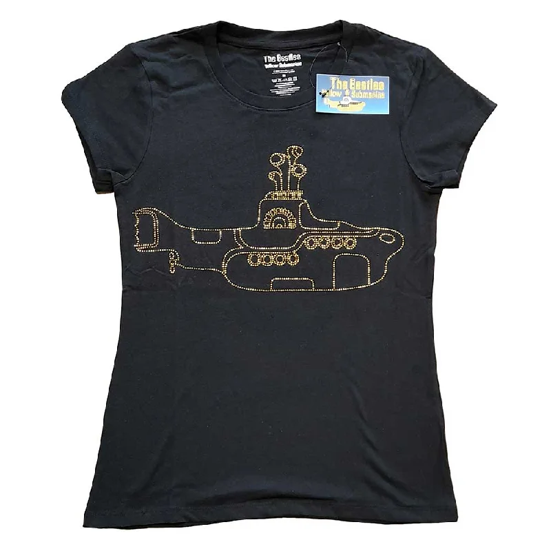 The Beatles Ladies T-Shirt: Yellow Submarine (Diamante) Oversized T-Shirt Spandex breathable