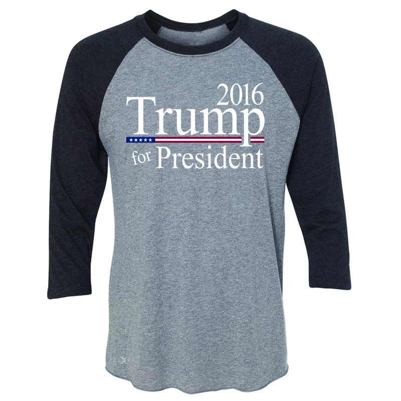 Zexpa Apparel™ Trump for President 2016 Campaign 3/4 Sleevee Raglan Tee Politics Tee Faux Fur Fabric Real Fur Fabric Shearling Fabric