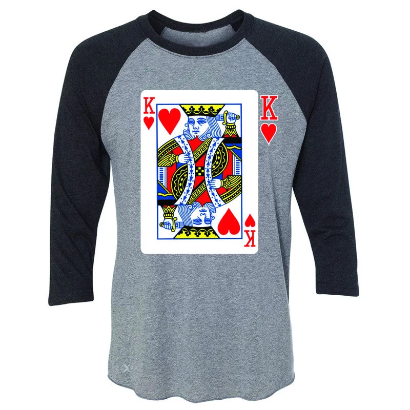 Zexpa Apparel™ Playing Cards King 3/4 Sleevee Raglan Tee Couple Matching Deck Feb 14 Tee Nylon Fabric Polyester Fabric Spandex Fabric