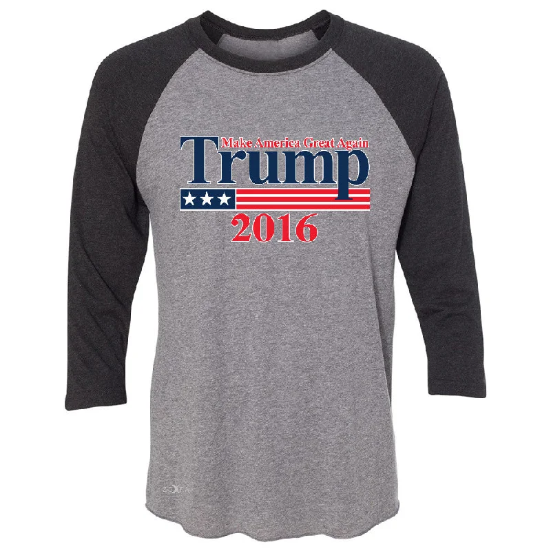 Zexpa Apparelâ„¢ Trump 2016 America Great Again 3/4 Sleevee Raglan Tee Elections 2016 Tee Fleece Fabric Down Fabric Feather Fabric