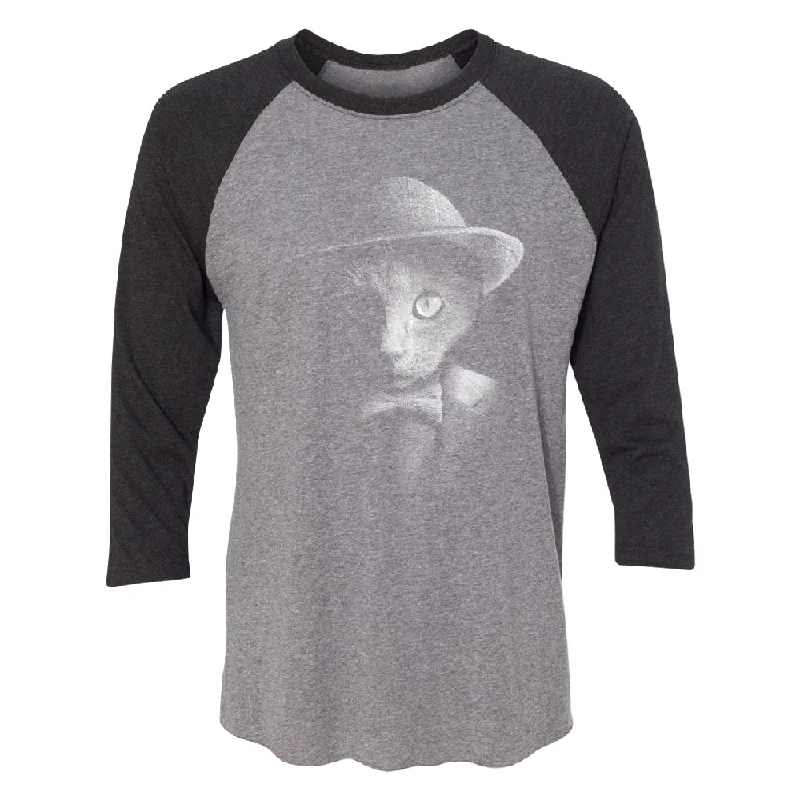 Zexpa Apparelâ„¢ Stylish Gentelman Cat 3/4 Raglan Tee Spandex Blend Rayon Blend Denim Blend