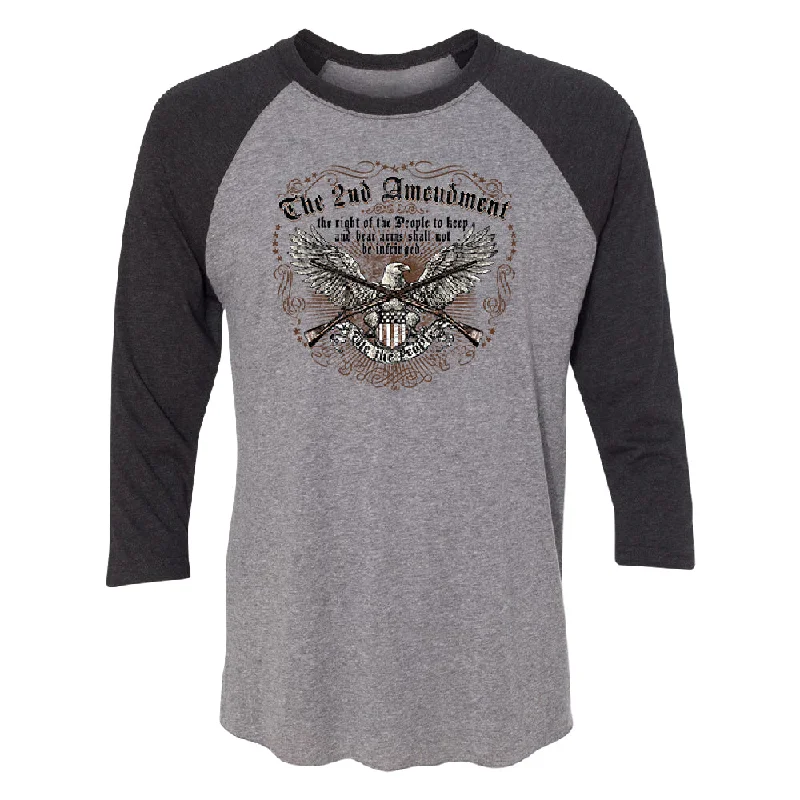 Zexpa Apparel™ The 2nd Amendment Eagle 3/4 Raglan Tee Houndstooth Herringbone Solid